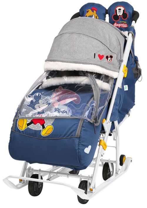 Санки коляска Disney Baby 2 с Микки Маусом синий