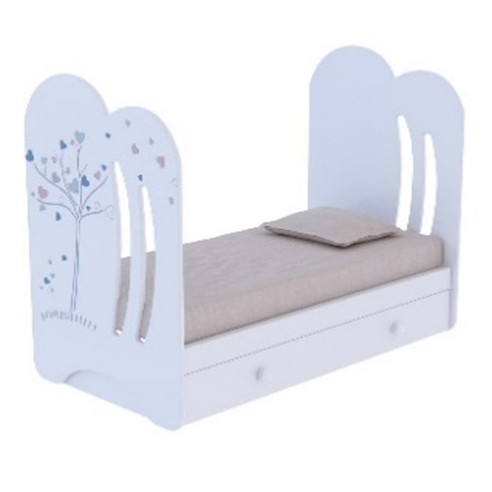 Кровать детская WIND TREE поперечный маятник и ящиком Цвет: Белый