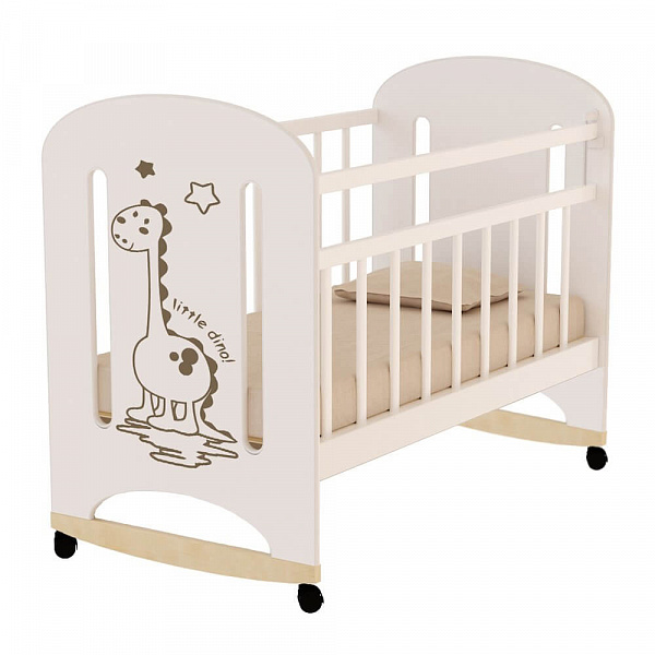Кровать детская DINO, колесо-качалка Цвет:Слоновая кость