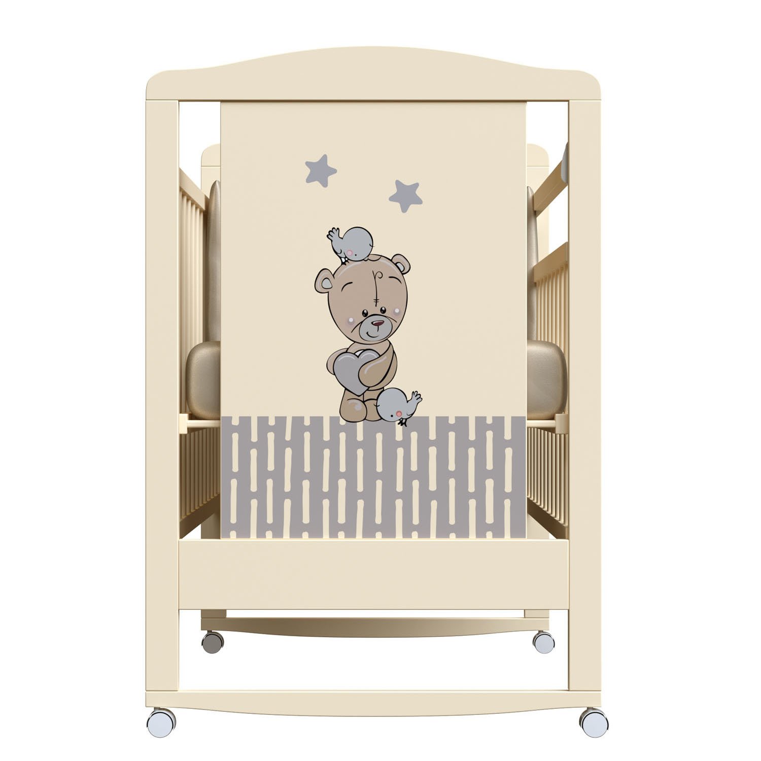 Кровать детская ВДК LOVE ME (колесо-качалка)Цвет:слоновая кость