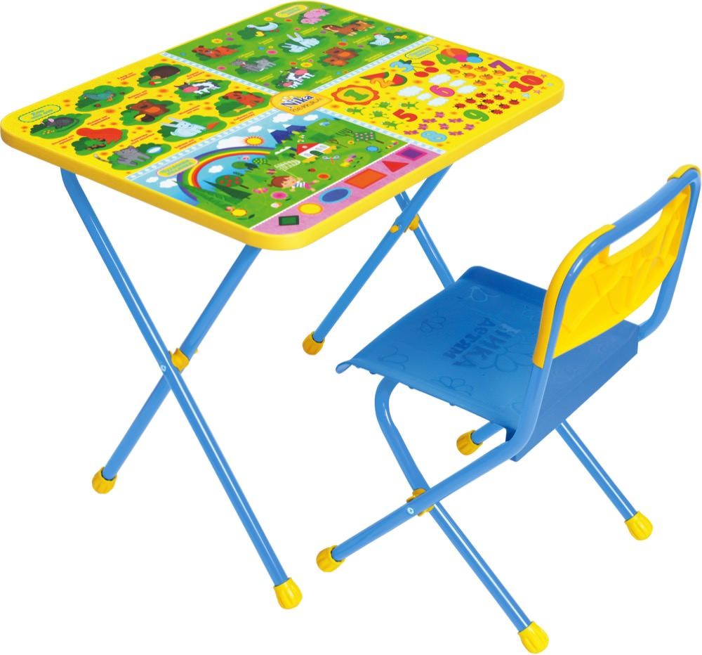 Комплект (стол+ стул пластиковый) детский складной «Ника» Хочу все знать