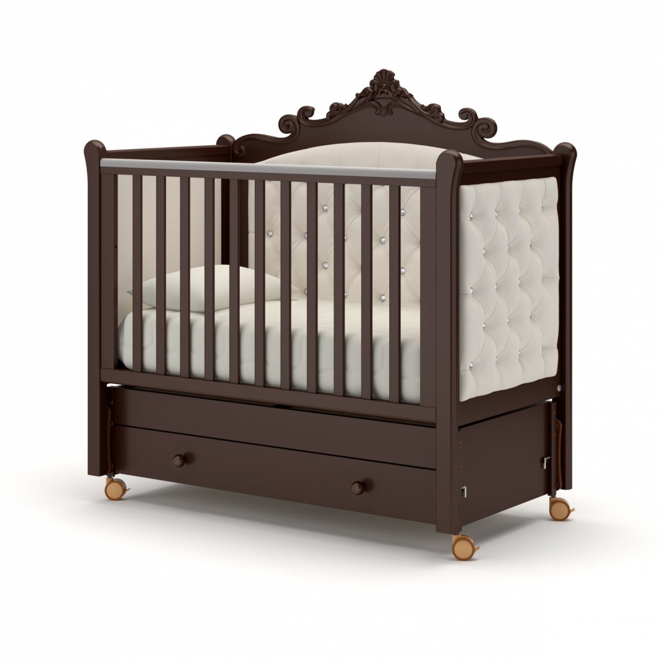 Кровать детская Гандылян Лиона с продольным маятником Цвет:Шоколад