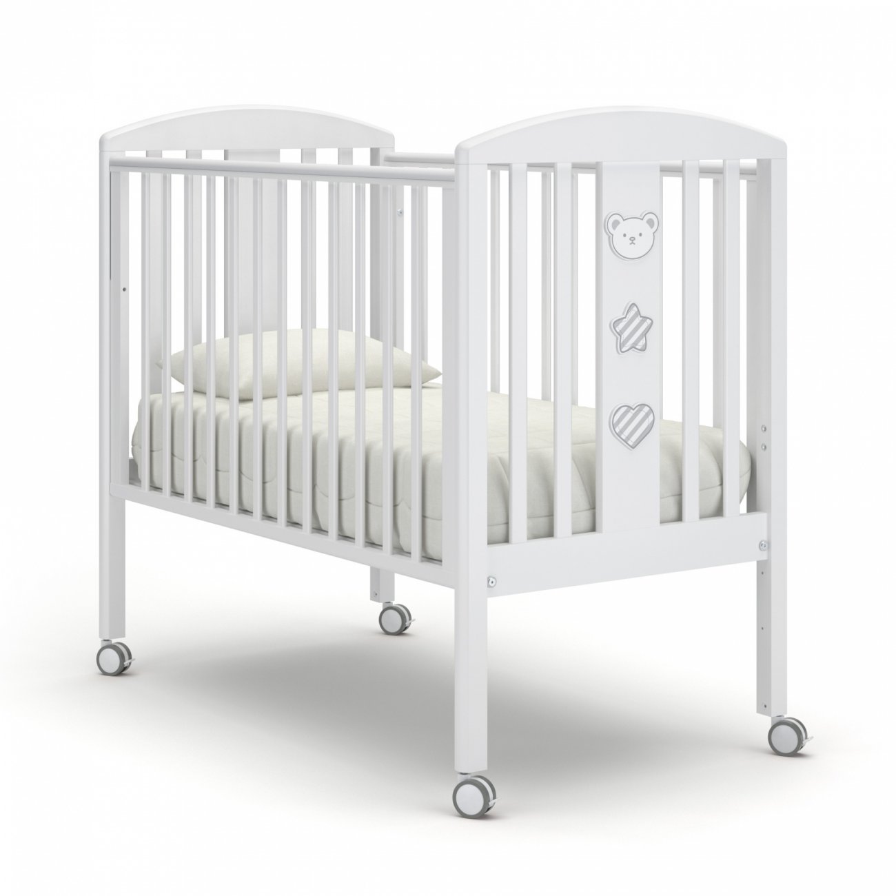 Кровать детская Гандылян Дени Люкс с колесами Цвет:Белый