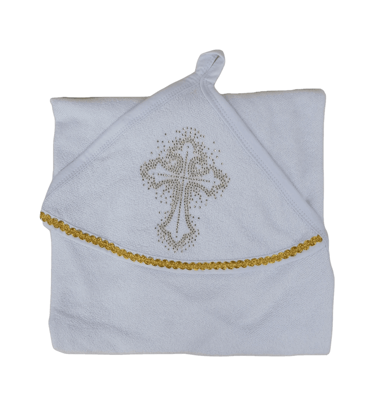 Полотенце-уголок для крещения Цвет: Белый золотой кант