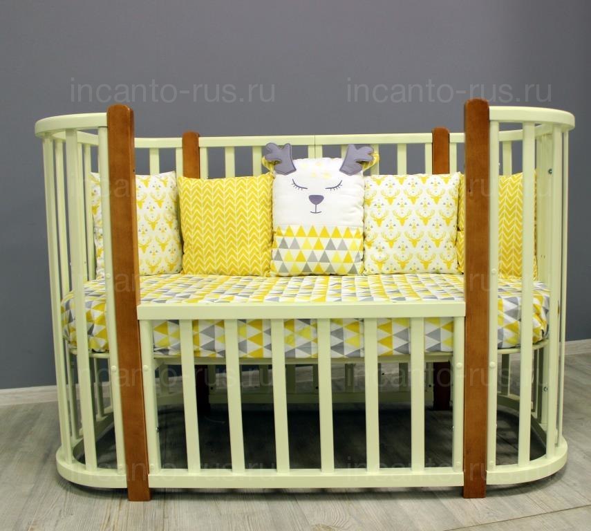 Кровать детская Incanto Nuvola Lux 5 в 1 цвет слоновая кость/бук