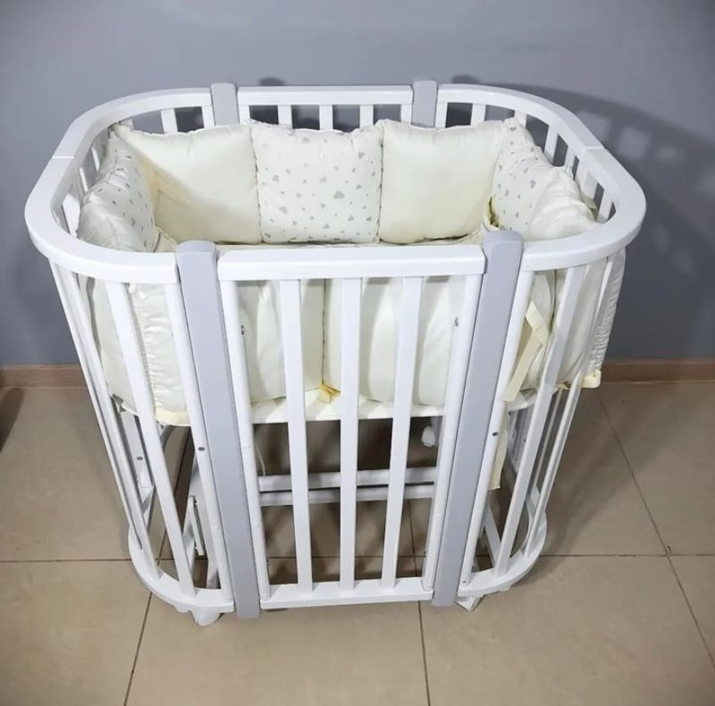 Кровать детская Incanto Nuvola Lux 5 в 1 Цвет:белый\серые стойки