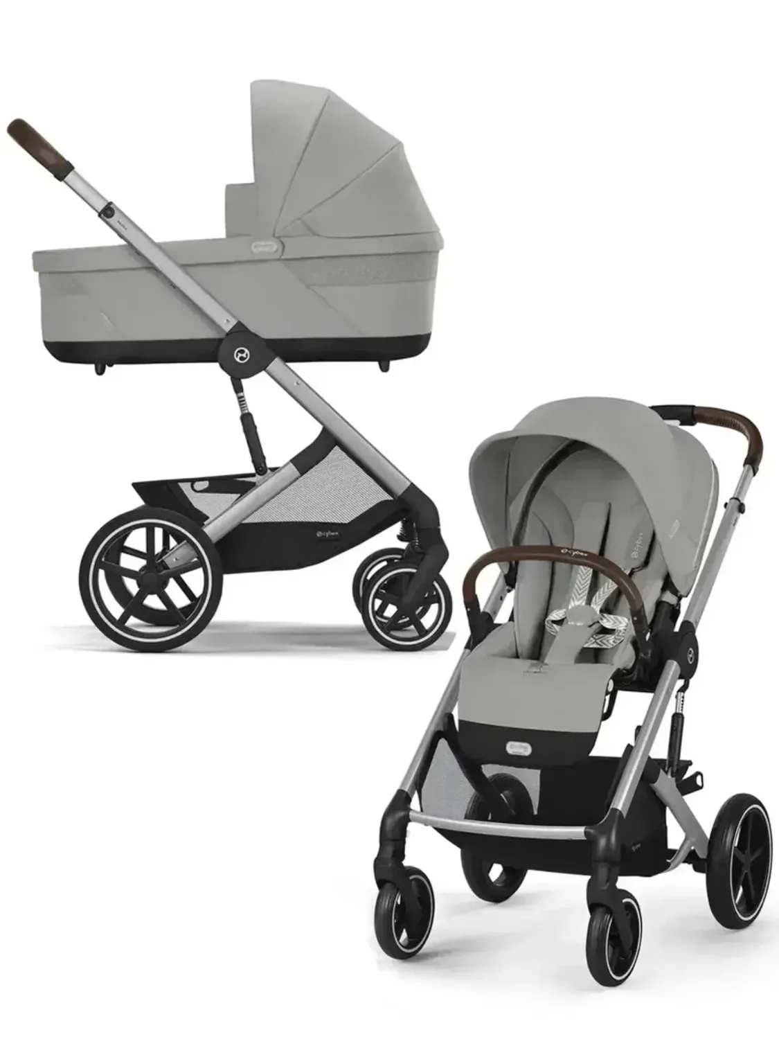 Коляска 2 в 1 Cybex Balios S Lux SLV 2025, Stone Grey с дождевиком