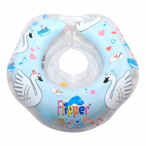 FLIPPER Круг на шею для купания малышей музыкальный Лебединое озеро (голубой)