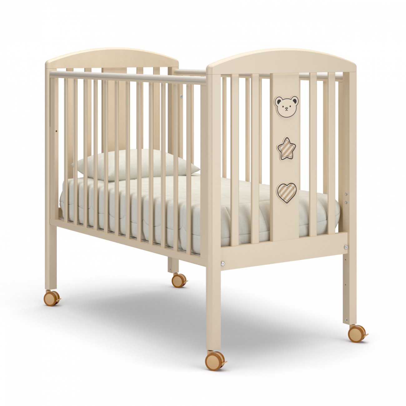 Кровать детская Гандылян Дени Люкс с колесами Цвет:Слоновая кость
