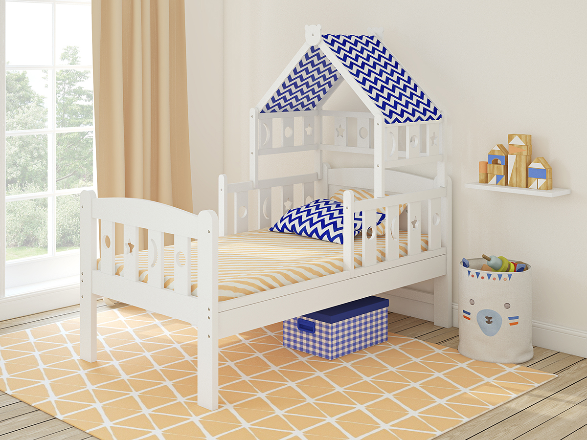 Кровать для дошкольников Giovanni Dommy 160*80см Цвет:White/BLUE (Белый/Синий) 