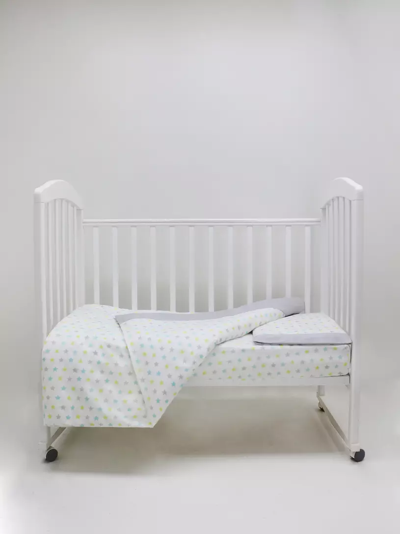 Комплект постельного белья для новорожденного Rant basic Stars серый, перкаль