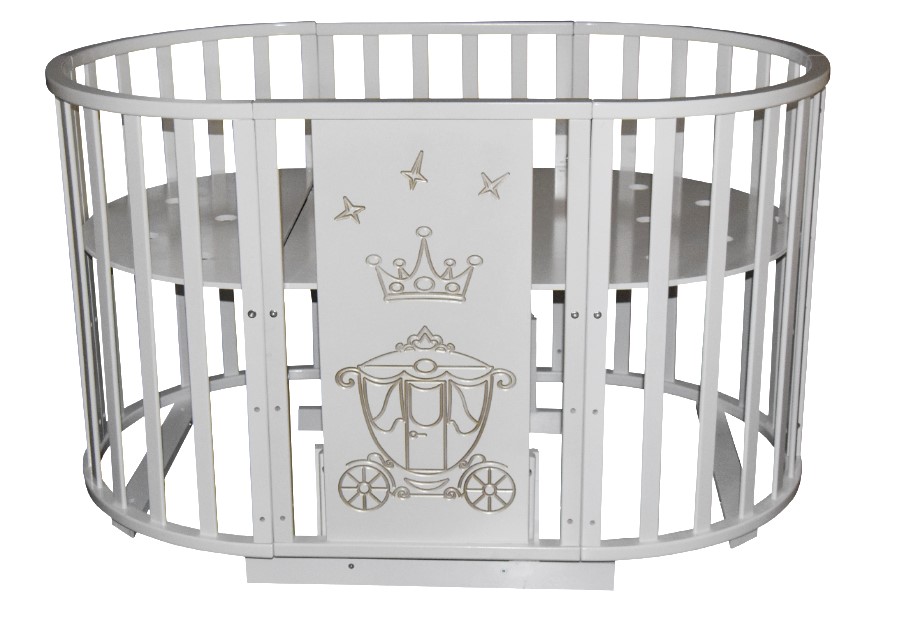 Кровать детская круг/овал Северянка-3 корона 6 в 1 Цвет: Белый