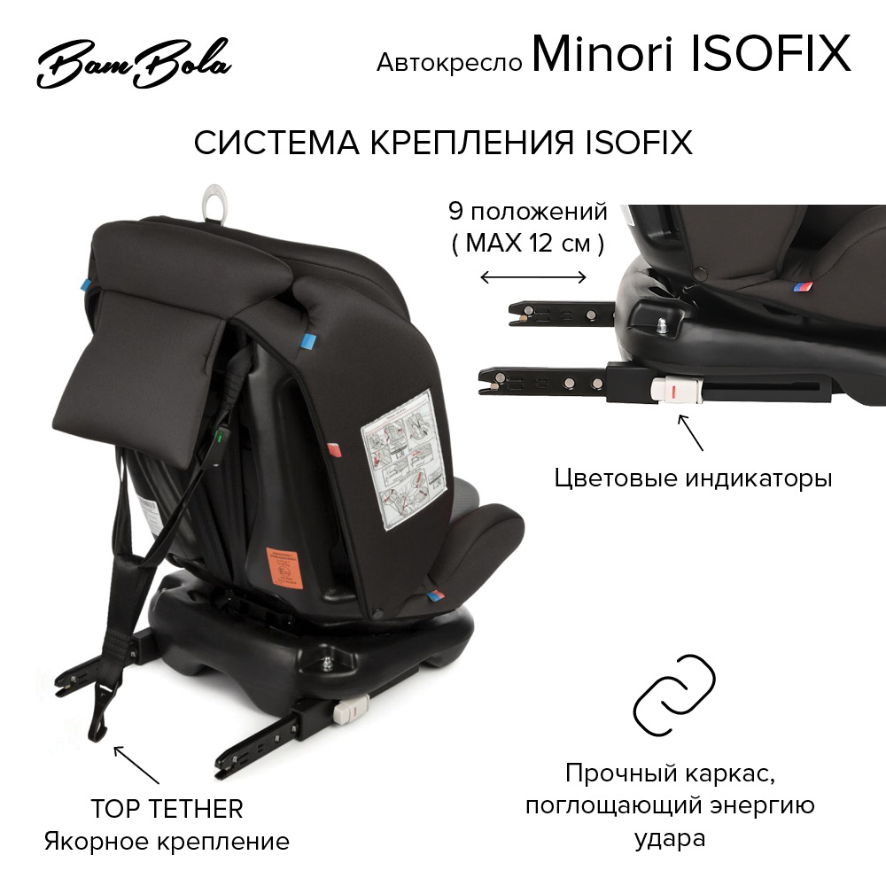 BAMBOLA Удерживающее устройство для детей 0-36 кг Minori ISOFIX цвет:Темно/Красный