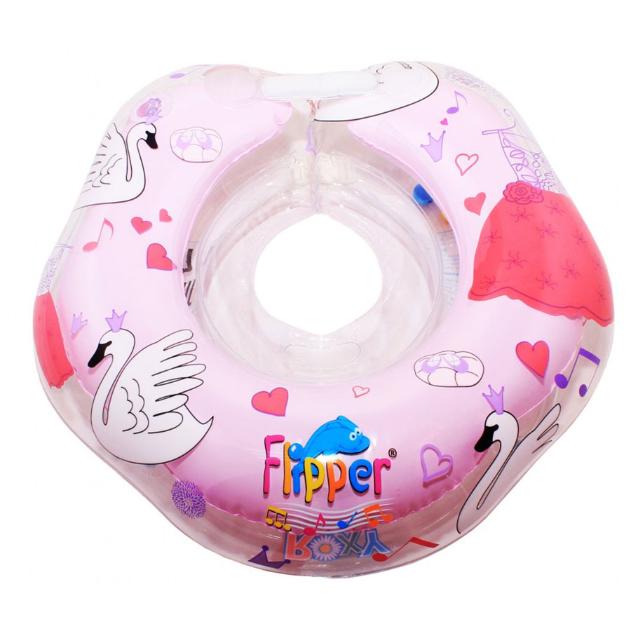 FLIPPER Круг на шею для купания малышей музыкальный Лебединое озеро (розовый)
