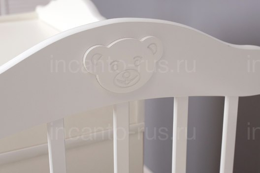 Кровать Incanto Pali с мишкой универсальный маятник с ящиком  цвет: белый