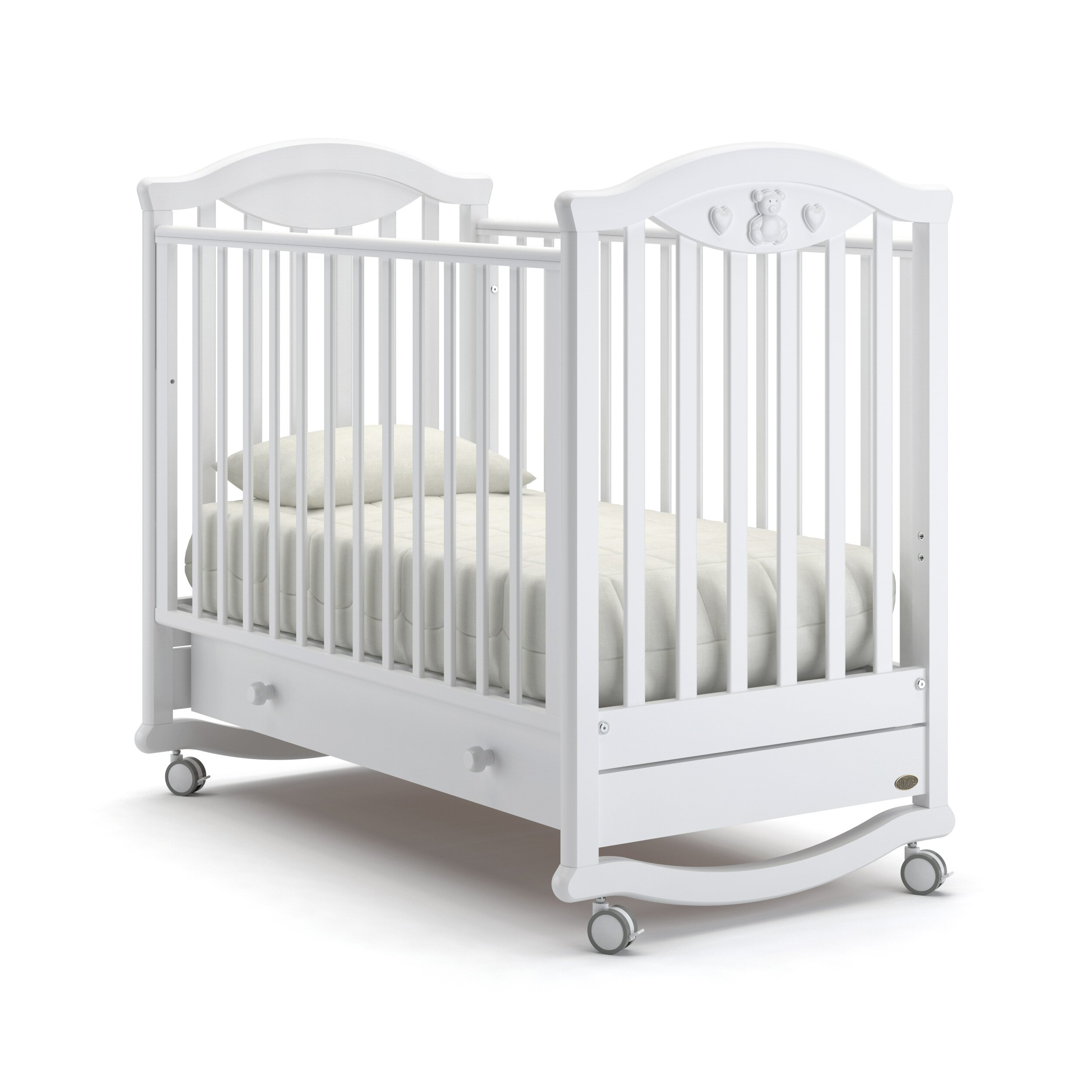 Детская кровать Nuovita Lusso dondolo (качалка - колесо) Цвет: Белый