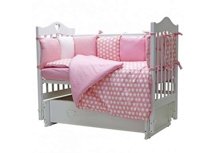 Комплект в кроватку Топотушки 12 месяцев (6 предметов) Цвет: Розовый