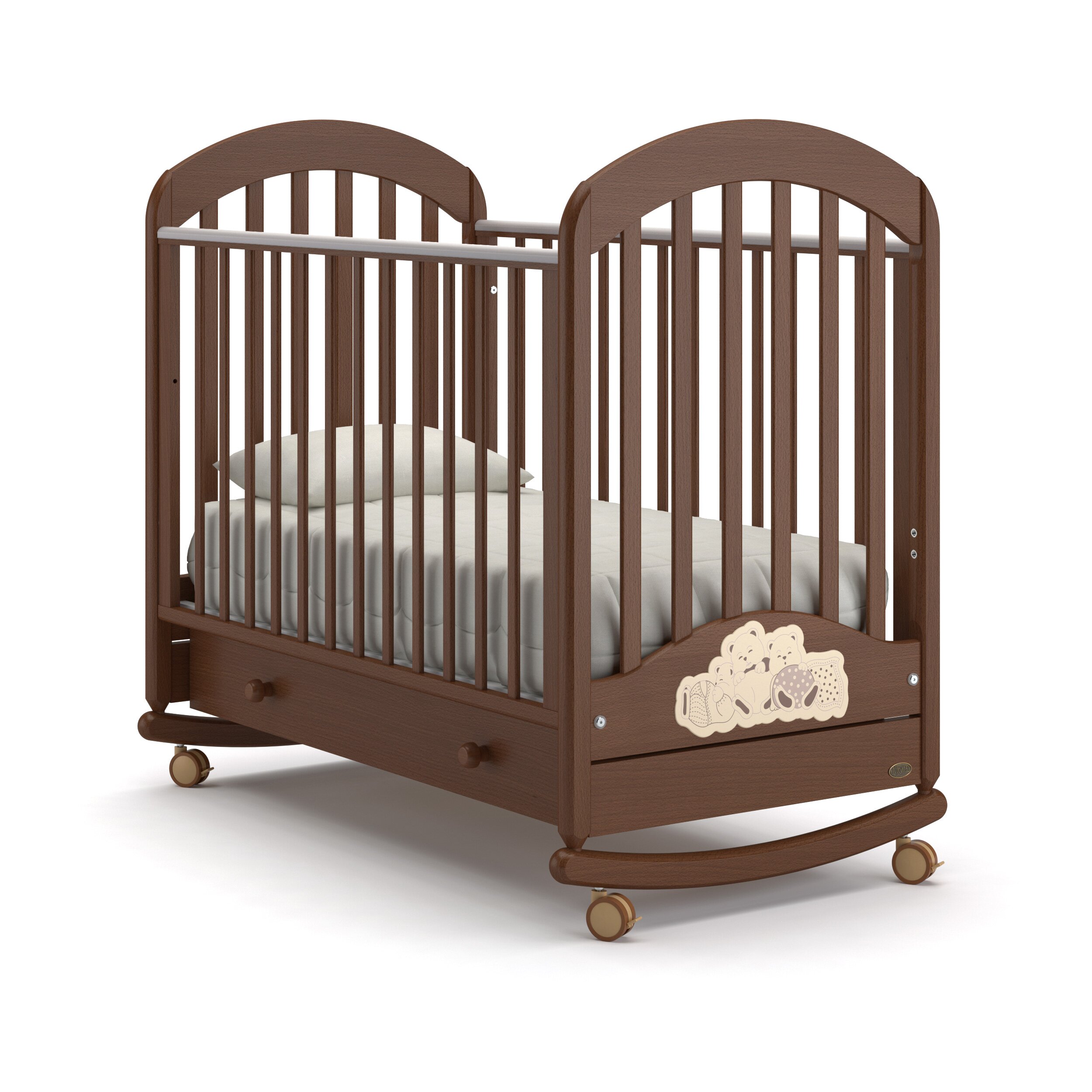 Детская кровать Nuovita Grano dondolo (качалка-колесо) Цвет: Орех